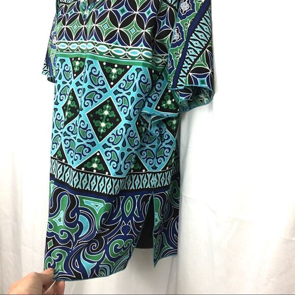 Chico’s Black Label Blue Green & Black Tunic Top Size 00 XS 2 - Picture 5 of 8
